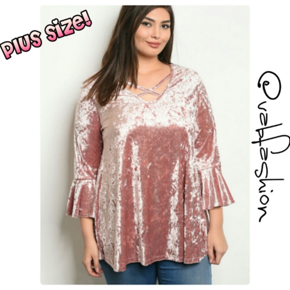 Vabfashion Tops - LAST ONE! 🌺2X🌺 PLUS SIZE VELVET MAUVE TOP!